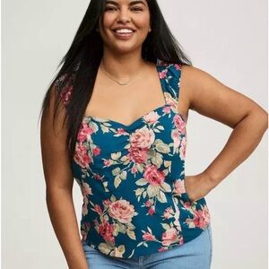 NWT Torrid Floral Teal and Pink Blouse